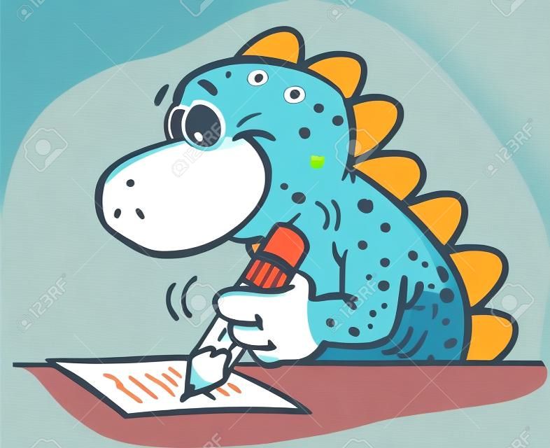 Cartoon illustrazione di una scrittura dinosauro