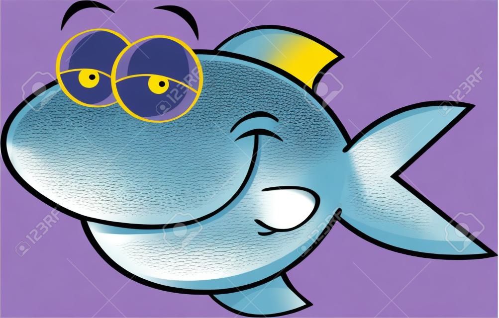 Illustration de bande dessinée d'un poisson souriant