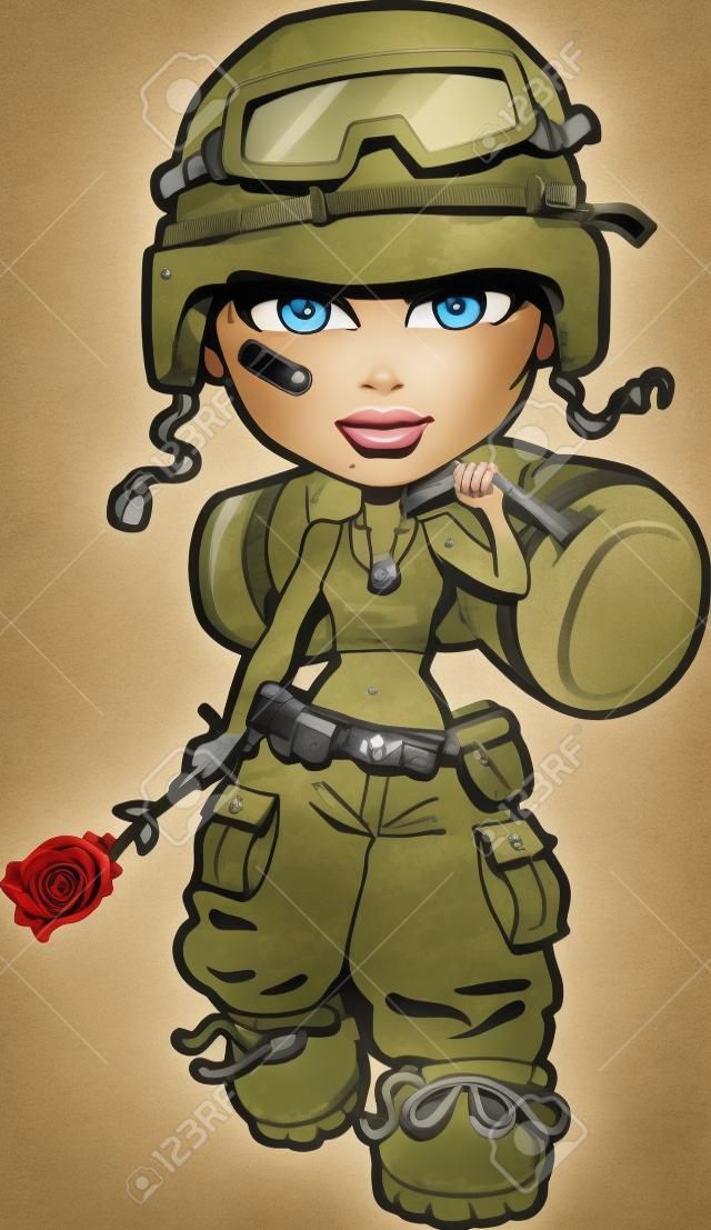 Revenant Soldat Femme tenant une rose