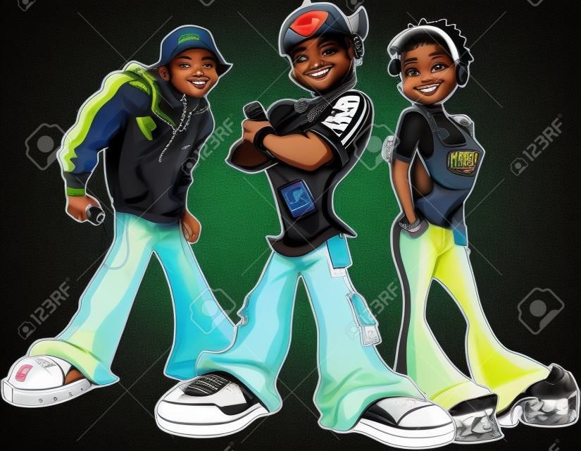 Cool Funky Urban Teen Rappers com Attitude e players de música portáteis