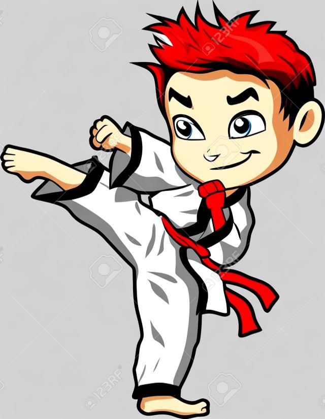 Karate-Kampfkunst-Taekwondo-Dojo-Vektorclipartkarikatur.