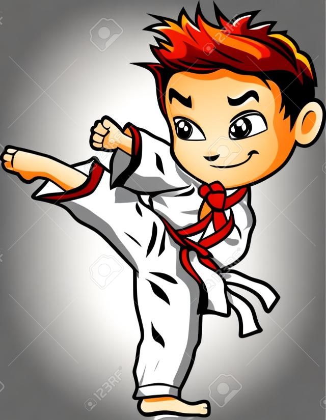 Karate sztuki walki tae kwon do dojo wektor clipart cartoon.