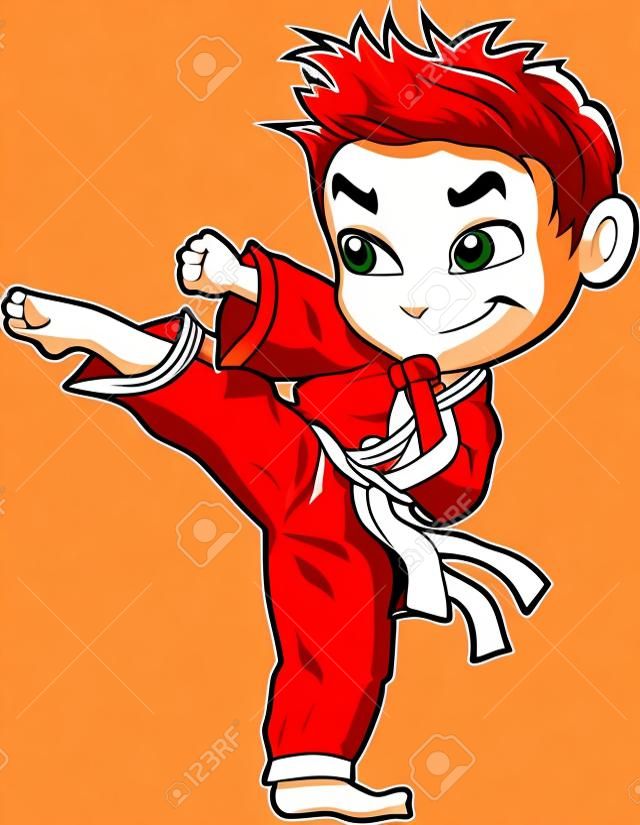 Karate artes marciales tae kwon do dojo vector clip art dibujos animados.
