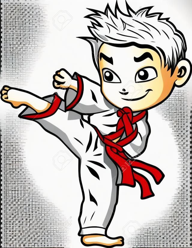 Karate artes marciais tae kwon do dojo vector clip art cartoon.