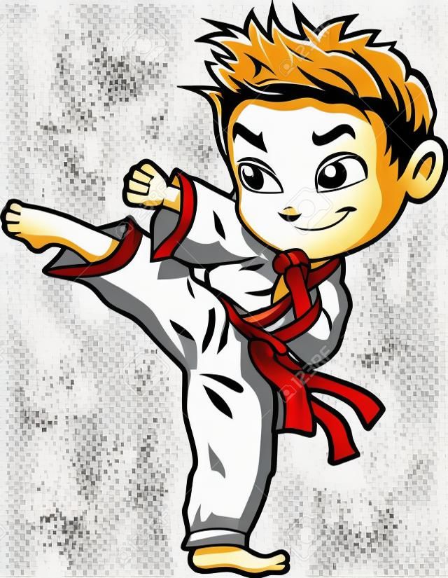 Karate sztuki walki tae kwon do dojo wektor clipart cartoon.