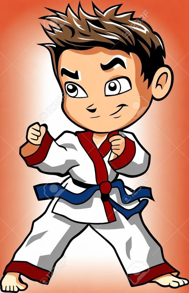 Karate harcművészetek tae kwon do dojo vektor clip art rajzfilm.