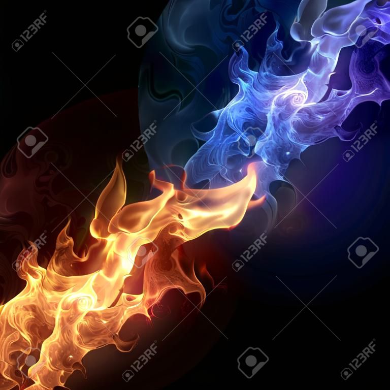 Dwa kolory pÅ‚omienie ognia
