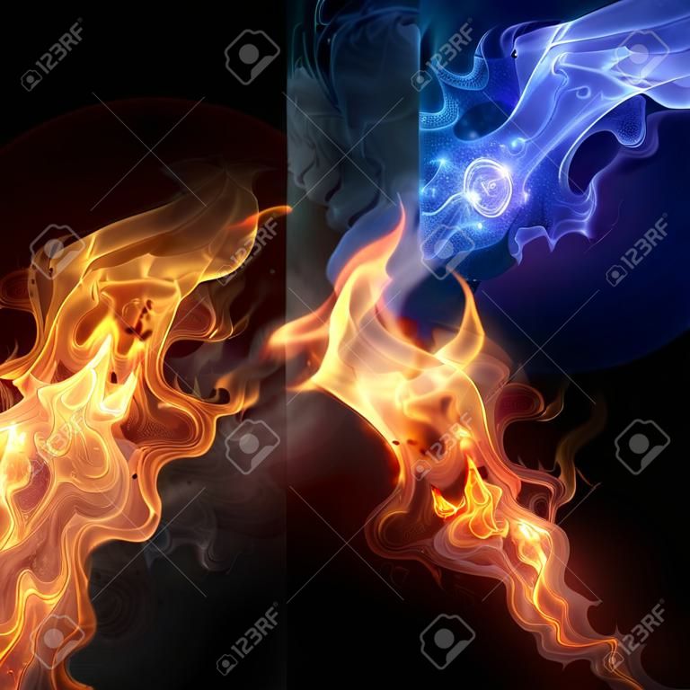 Dwa kolory pÅ‚omienie ognia