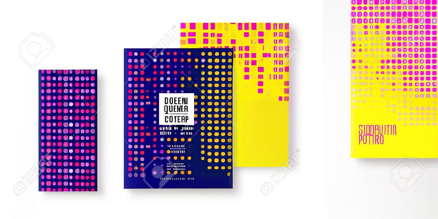 Colorful covers design in minimal style. Bright vector patterns