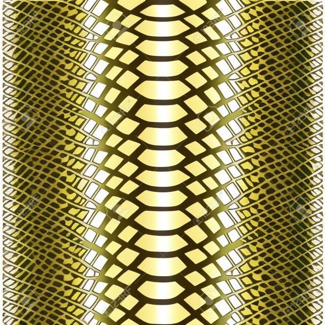 Trendiges nahtloses Muster des grünen Goldvektors der Schlangenhaut. Metallische Wildtier-Reptilienhaut, glänzende Foliengradienten-Wiederholungstextur für Modedruckdesign, Geschenkpapier, Hintergrund, Dekoration