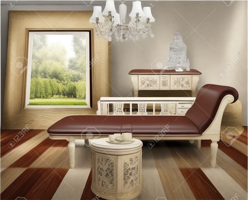 vintage meubels ingericht in woonkamer