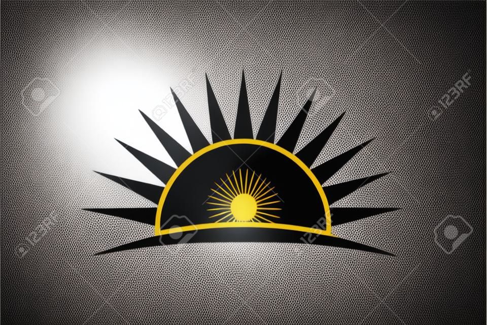 Heldere zon stralende vector logo geïsoleerde ontwerp illustratie