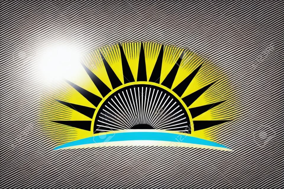 Heldere zon stralende vector logo geïsoleerde ontwerp illustratie