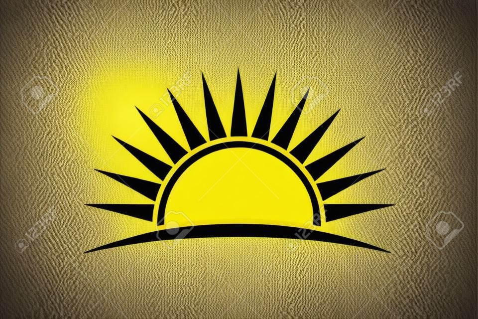 Bright sun shining vector logo isolated design illustration