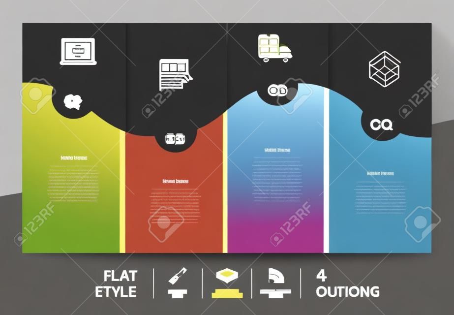 4 etapas do projeto do vetor do infográfico liso com objeto quadrado para o marketing. O infográfico do processo pode ser usado para a apresentação e o negócio.