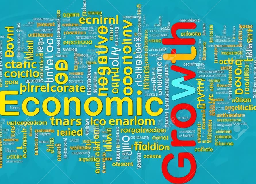 Ilustración de wordcloud concepto de fondo de crecimiento económico internacional