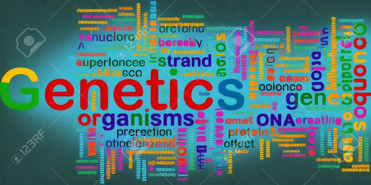 Conceito de fundo wordcloud ilustração de genes de DNA genético