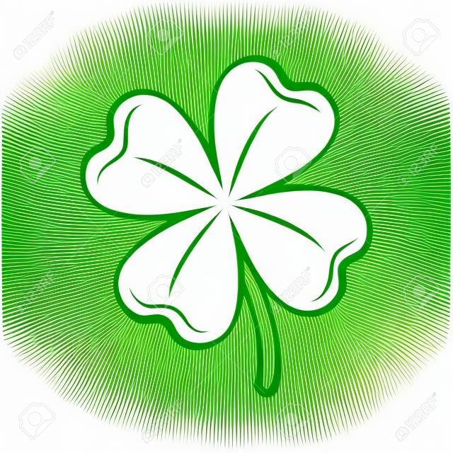 Clover four-leaf contour. St. Patrick's day. Outlined Vector illustration isolated on white background.