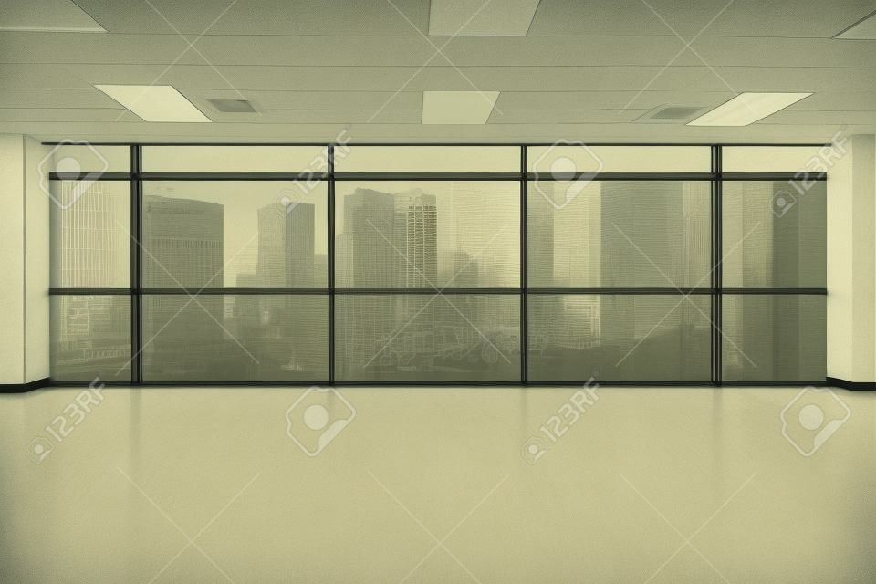 пустое офисное помещение с большим окном, марочные картина процесса стиль