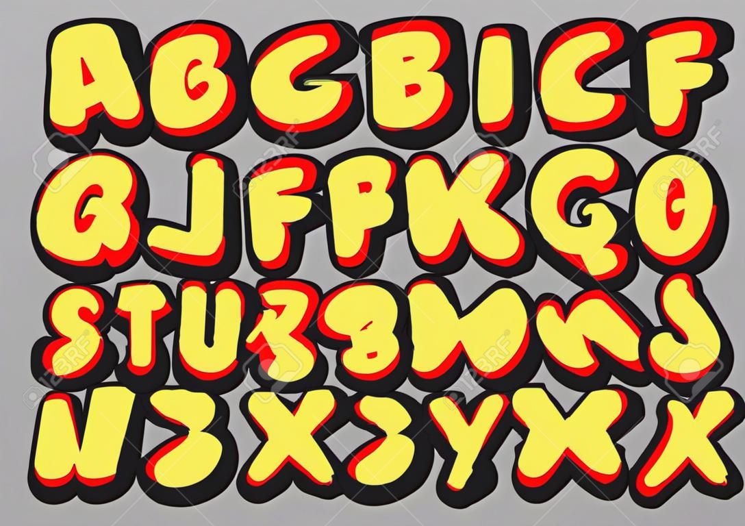 Graffiti Font Alphabet verschiedenen Buchstaben. Vektor-Illustration.