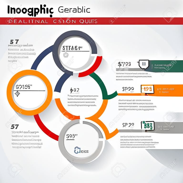 Infographic report template with lines and icons. Vector