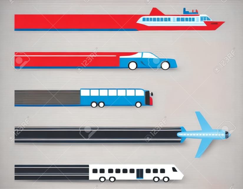 Différents types de transport. Vector illustration