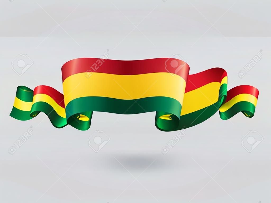 Bolivian wavy flag. Vector illustration.