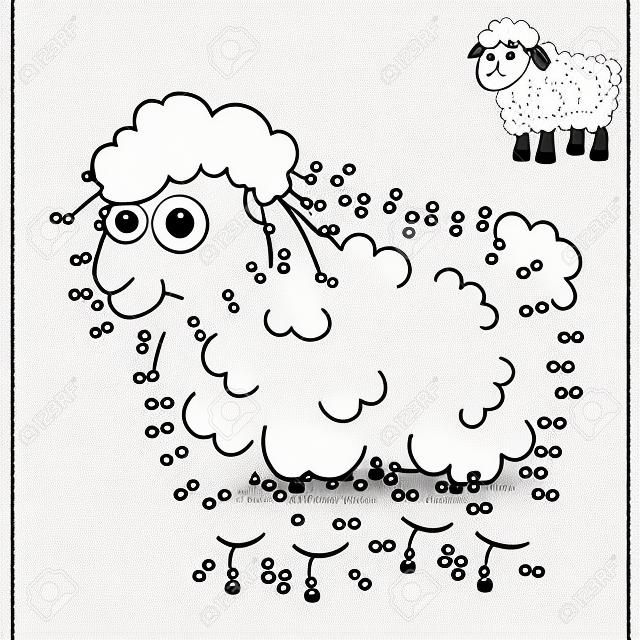 Sheep. Dot To Dot Jogo. Conecte Os Pontos Por Números Para Desenhar O  Cordeiro. Jogo E