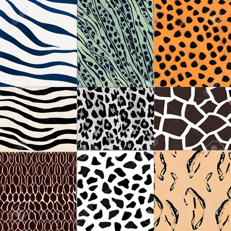 Wild animal skin pattern set