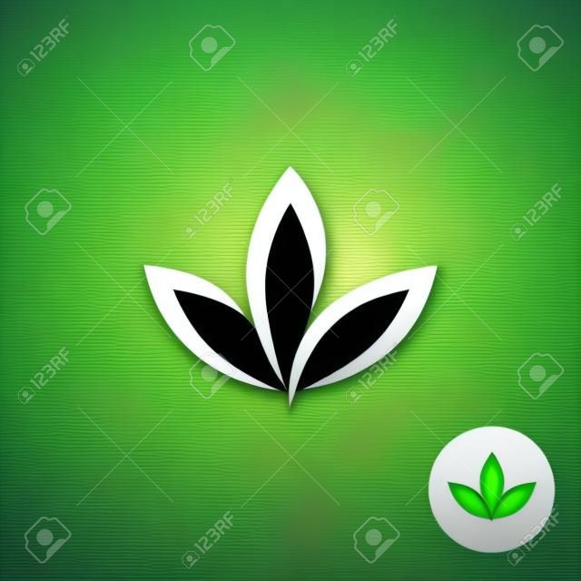 三個綠葉矢量圖標。天然植物的象徵。