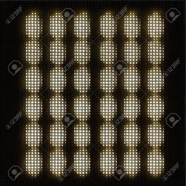 Dotted font. Letters with small dots. Template for drill holes or led lights.