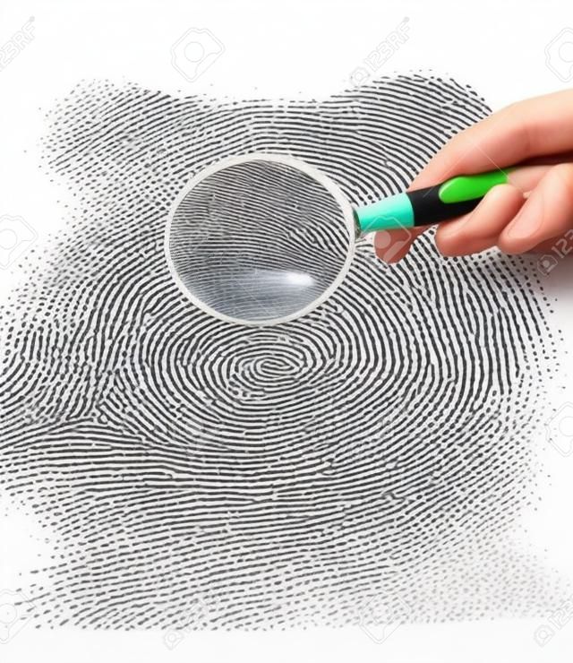 Отпечаток пальца и увеличительное стекло