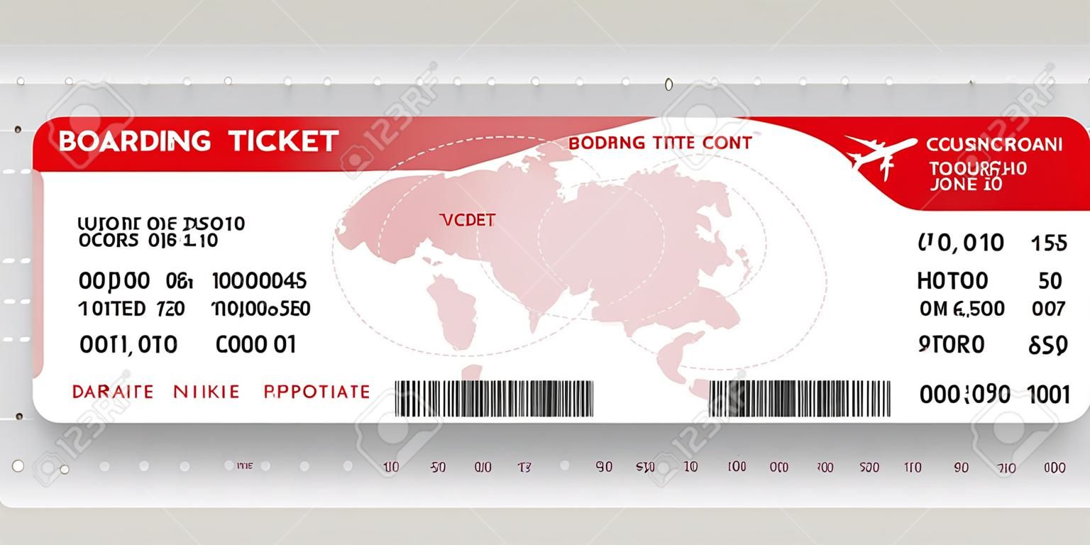 Airplane ticket. Boarding pass ticket template. Concept of travel, journey or business. Vector illustration