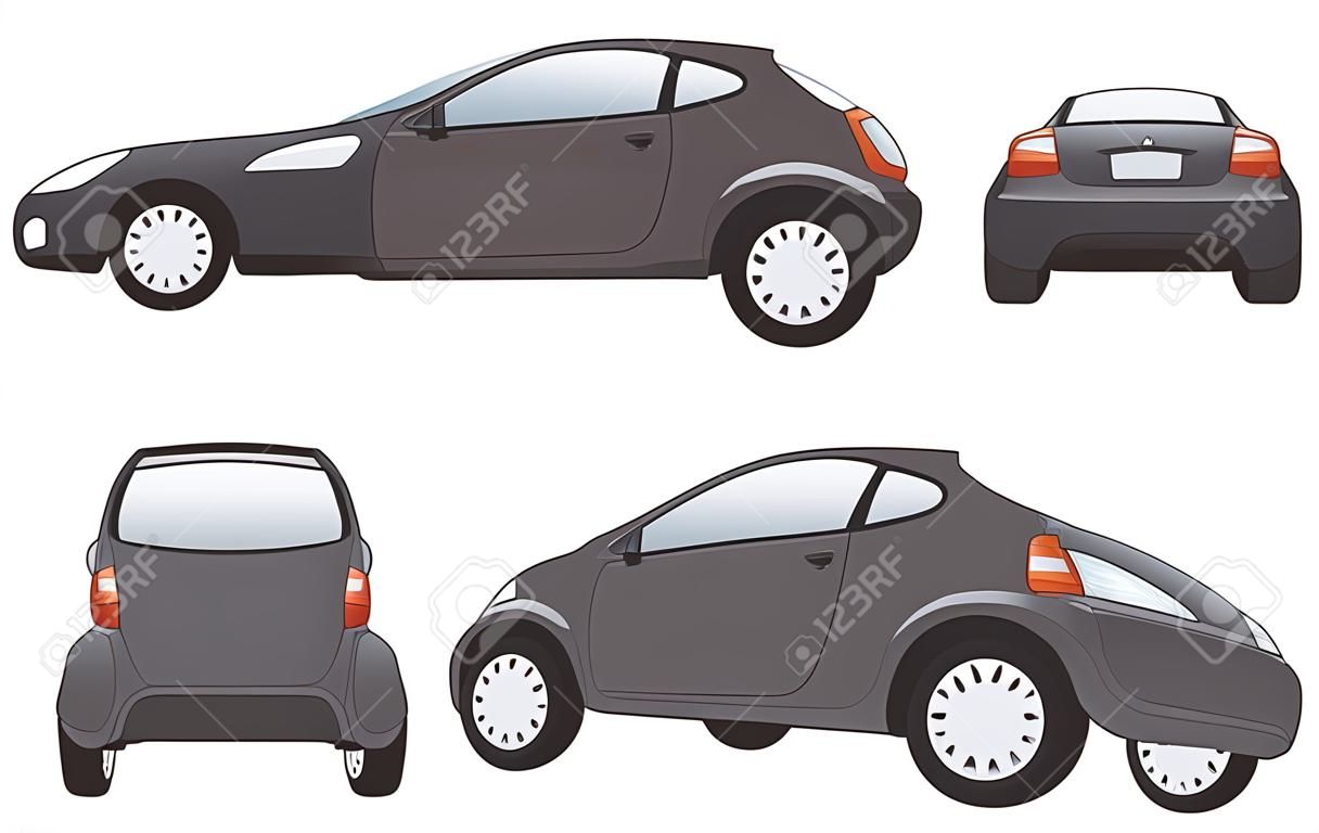 Image illustration of 5 angles (black) of the car