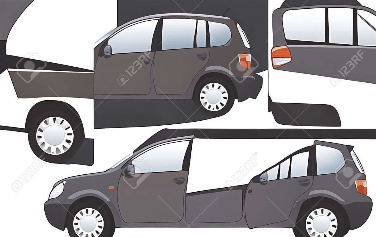 Image illustration of 5 angles (black) of the car
