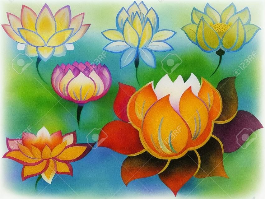 Set di fiori di loto