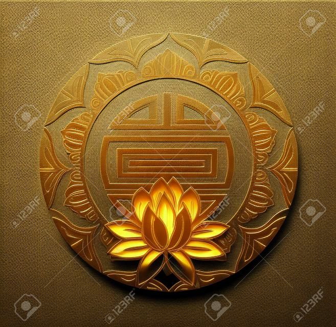 Frame with lotus.Oriental background