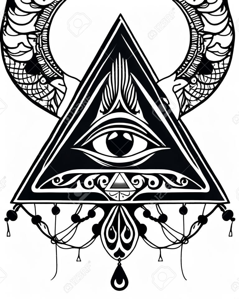 Eye of Providence.Religion, spirituality, occultism, tattoo art.