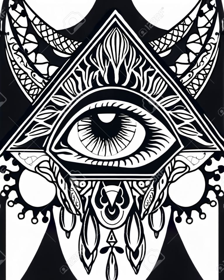 Eye of Providence.Religion, spirituality, occultism, tattoo art.