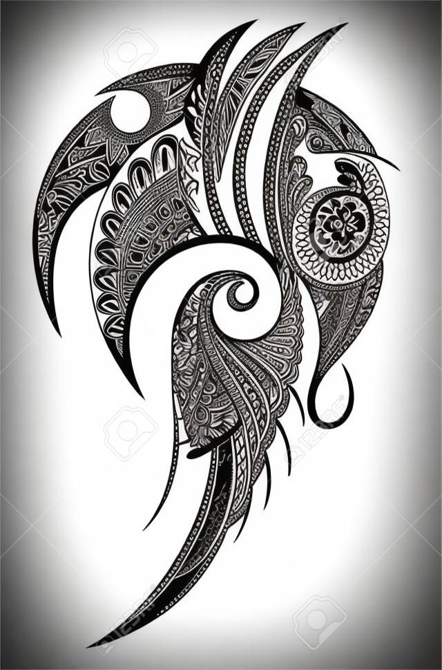 Decoratieve etnische stijl schouder en mouw tatoeage ontwerp