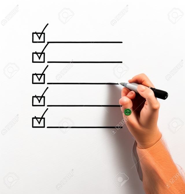 Hand drawing check boxes isolated on white background