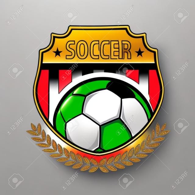 Labdarúgás kitűzőt logo sablon design, foci csapat, vektor illuatration
