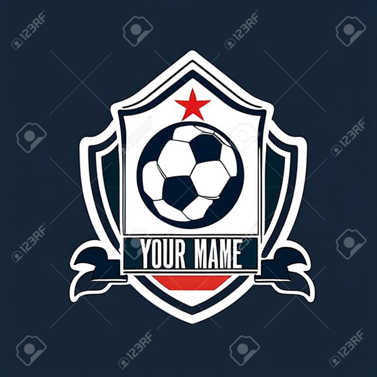 Design de modelo de logotipo de emblema de futebol, equipe de futebol, ilustração vetorial