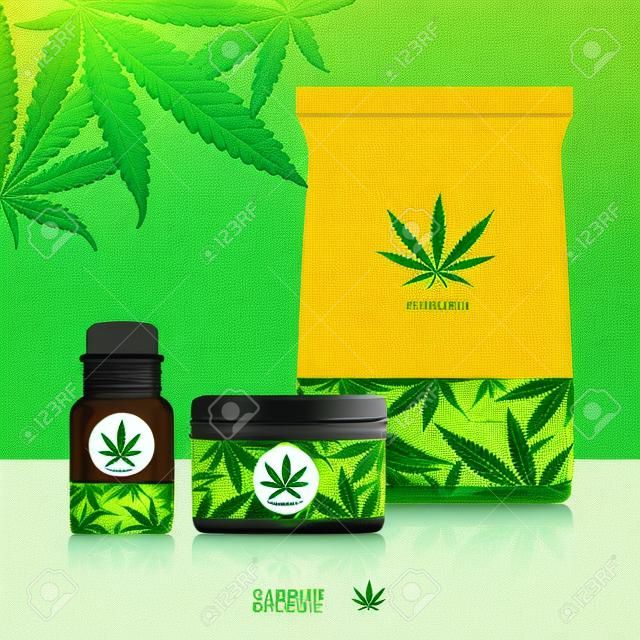 Cannabis marijuana Packaging product label and icon graphic template