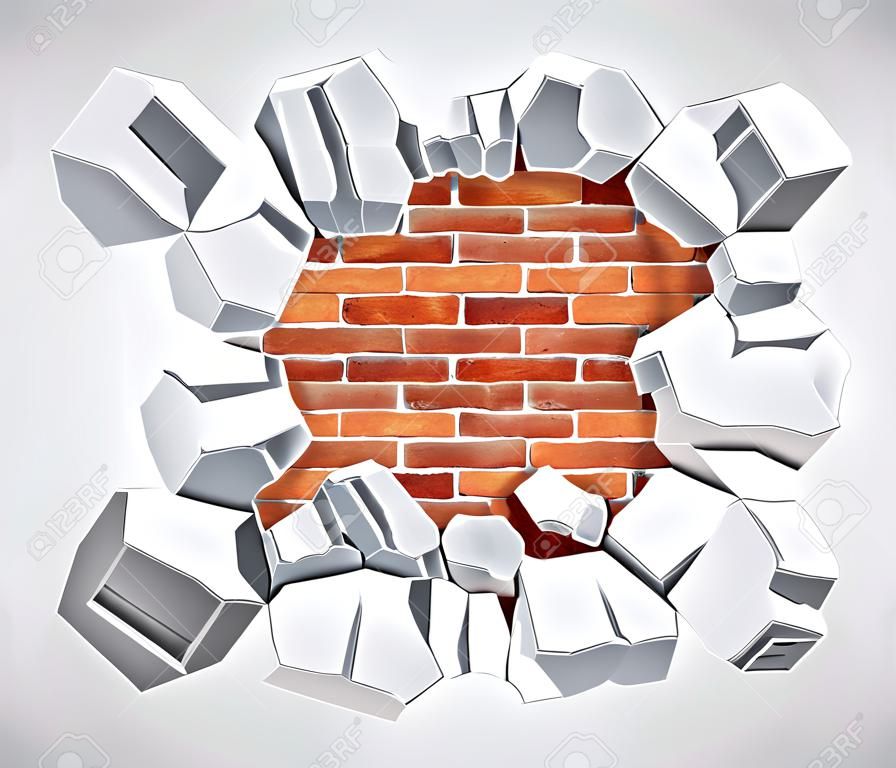 Old Plaster and Red brick wall damage  illustration