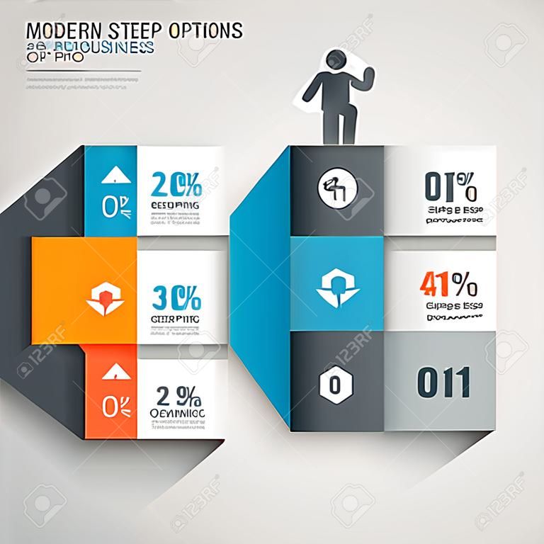 Paso Modern Negocios Opciones ilustración vectorial se puede utilizar para el diseño de flujo de trabajo, diagrama, las opciones numéricas, aumentar las opciones, diseño web, infografía, bandera