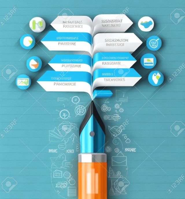 Business concept. Pen and bubble speech arrow template. can be used for workflow layout, diagram, number options, step up options, web design, banner template, infographic.