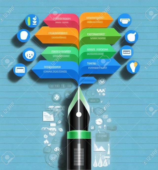 Business concept. Pen and bubble speech arrow template. can be used for workflow layout, diagram, number options, step up options, web design, banner template, infographic.