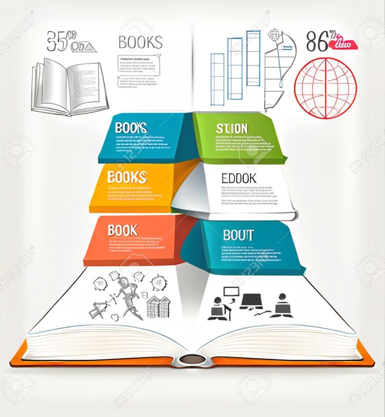 Livres étape infographie de l'éducation. Vector illustration. peut être utilisé pour flux de travail mise en page, bannière, diagramme, les options numériques, intensifier les options, conception de sites Web.