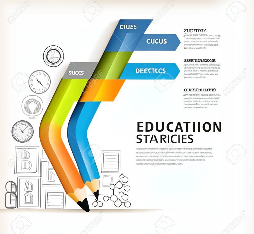 Education pencil staircase Infographics option. Vector illustration. can be used for workflow layout, banner, diagram, number options, step up options, diagram, web design.